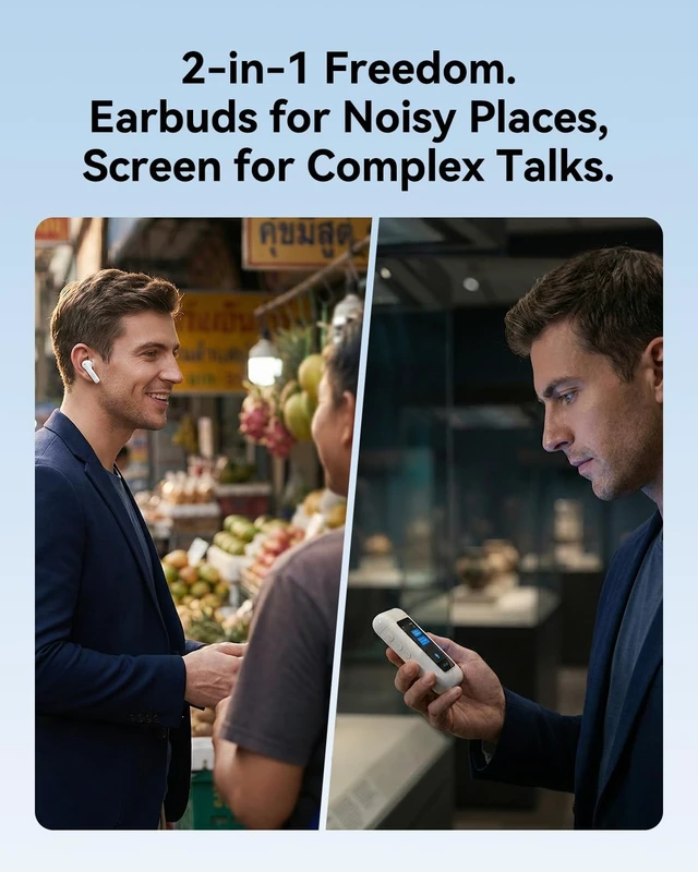 Alt view image 5 of 5 - Wooask A8 Offline Translation Earbuds Real Time No APP Needed, Language Translator Device with ChatGPT, 150 Languages Two-Way Voice Translating for Travel & Business