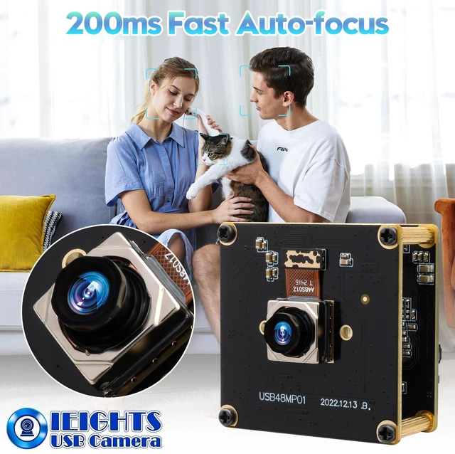 Alt view image 2 of 5 - 48MP Wide Angle USB Camera Module 200ms Fast Autofocus Webcam Board 100degree No Distortion Lens PC Camera Mini UVC USB2.0 Backup Cam UHD Second Webcamera 6000P Lightburn_Cam for Laser Engraver