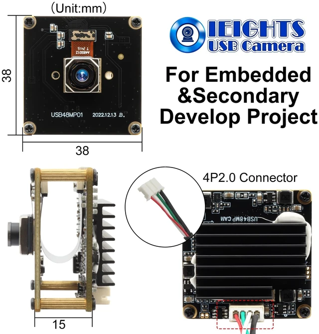 Alt view image 3 of 5 - 48MP Wide Angle USB Camera Module 200ms Fast Autofocus Webcam Board 100degree No Distortion Lens PC Camera Mini UVC USB2.0 Backup Cam UHD Second Webcamera 6000P Lightburn_Cam for Laser Engraver