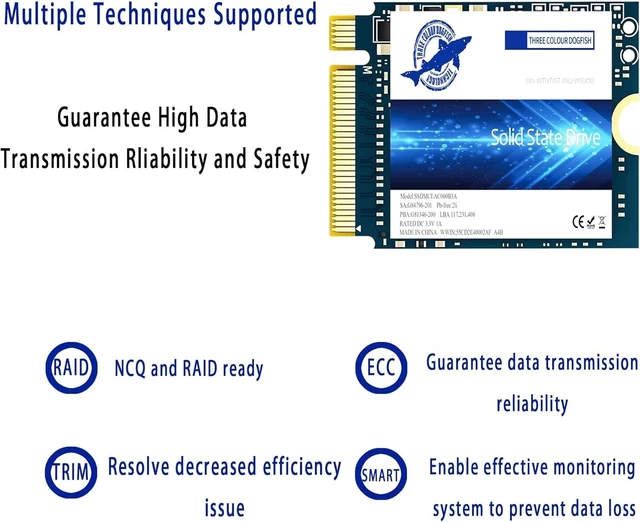 Alt view image 5 of 5 - Dogfish M.2 2230 SSD 128GB NVMe PCIe Gen 3.0x4 Internal Solid State Drive