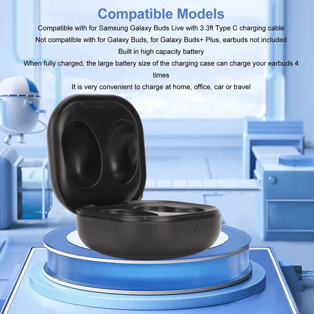 Alt view image 4 of 5 - Replacement Earbuds Charging Case, Black USB Earbuds Charging Case with Charging Cable Type C Charging Interface Replacement Fit for Buds Live R180