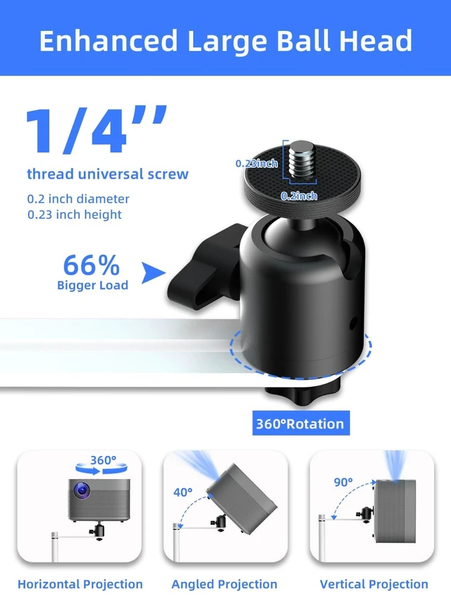 Alt view image 4 of 5 - suptek Projector Stand Against Wall Hidden Stand, 360 Swivel, Height Adjustable 32.6"- 46", Holds up to 11lbs, Universal Projector Mount Bracket, Compatible with Home Video Vlog DVR Camera, PR007FPW