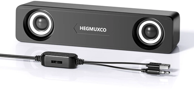 Main image of HEGMUXCO 10W Wired Stereo Speaker Compact PC Speakers for Desktop -, USB Powered, 3.5mm Audio Input, Laptop Expertly Tuned Computer Soundbar