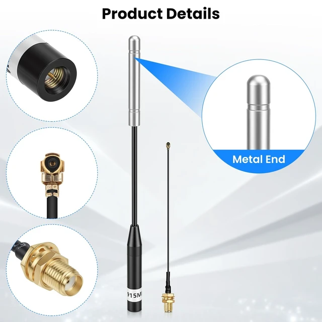 Alt view image 2 of 5 - 915MHz LoRa Antenna, Whip Antenna 20cm, Meshtastic 10dBi Gain, White 2Pcs