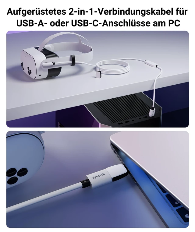 Alt view image 5 of 5 - Syntech VR Link Cable 5M/16FT with USB 3.0 A to C Adapter, Charging & Data Transfer, Compatible with Meta Quest 3S/3/2/Pro, Pico 4, Steam VR Gaming, High Speed VR Cable