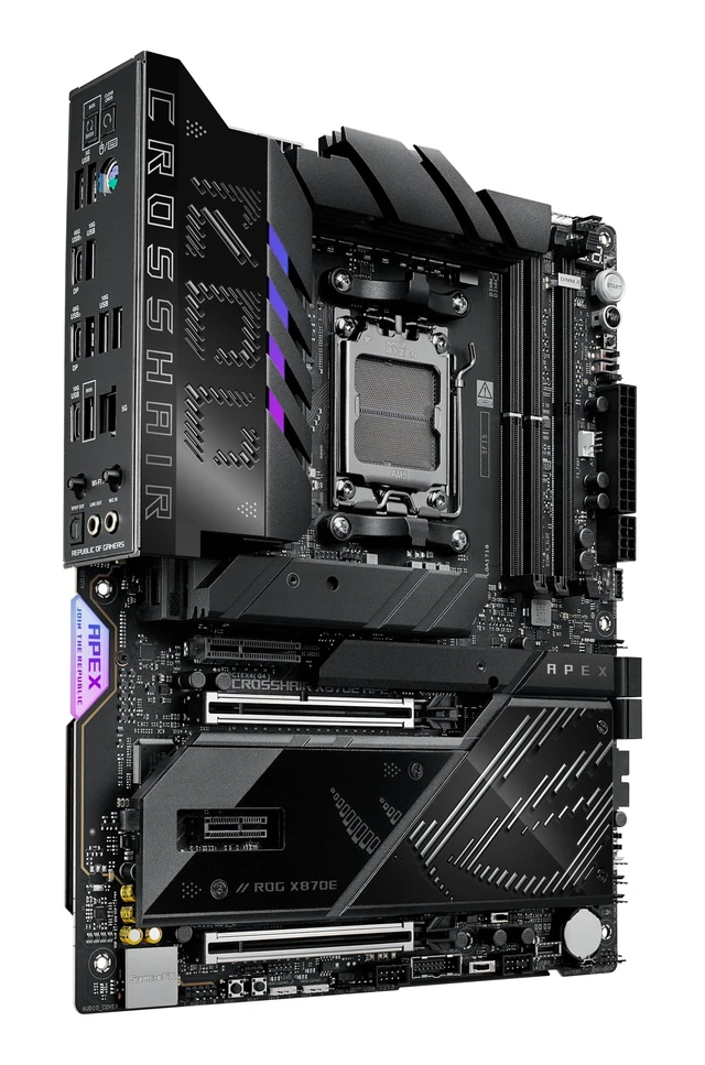 Alt view image 4 of 5 - ASUS ROG Crosshair X870E APEX AMD X870E AM5 ATX Motherboard, Advanced AI PC-Ready, 18+2+2 Stages, DDR5, ROG Memory Fan, ROG DIMM.2 Card, Wi-Fi 7, 5G LAN, 3X M.2, PCIe 5.0, USB4, USB Type-C, AI OC