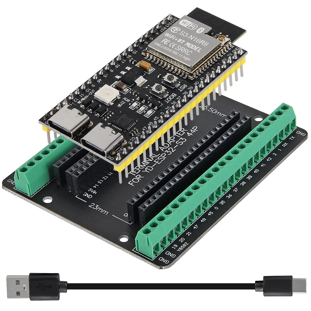 Alt view image 2 of 5 - 3Sets Pack ESP32-S3 N16R8 WiFi BT Terminals Kit 16MB Flash, 8MB PSRAM, 240MHz,WiFi + BT 5.0 LE,Antenna Base with Type-C Cable for Arduino IDE