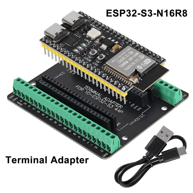 Alt view image 4 of 5 - 3Sets Pack ESP32-S3 N16R8 WiFi BT Terminals Kit 16MB Flash, 8MB PSRAM, 240MHz,WiFi + BT 5.0 LE,Antenna Base with Type-C Cable for Arduino IDE