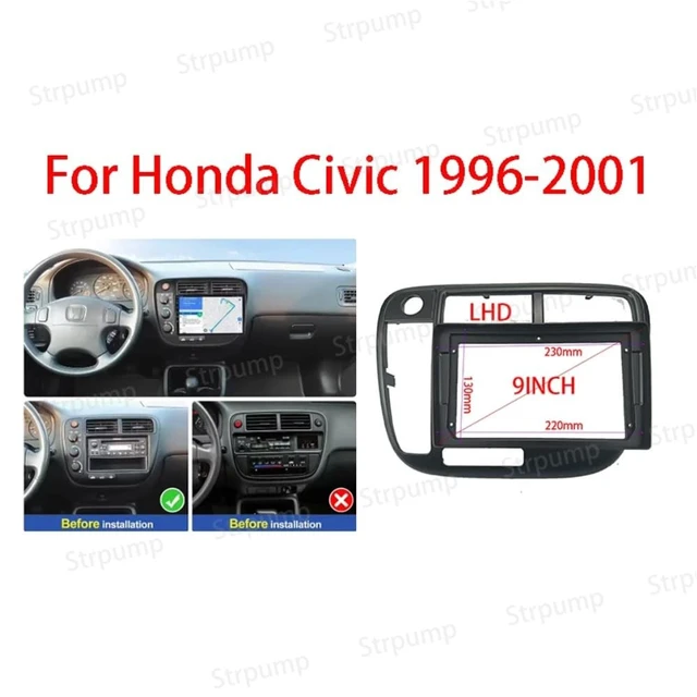 Alt view image 2 of 3 - 9'' for 1998-2000 Honda Civic LHD Car Radio Stereo Audio Frame Fascia Bezel Trim Kit