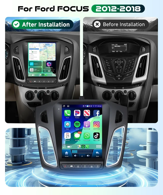 Alt view image 5 of 5 - 4G+64G Car Stereo for 2012-2018 Ford Focus Car Radio Wireless Carplay