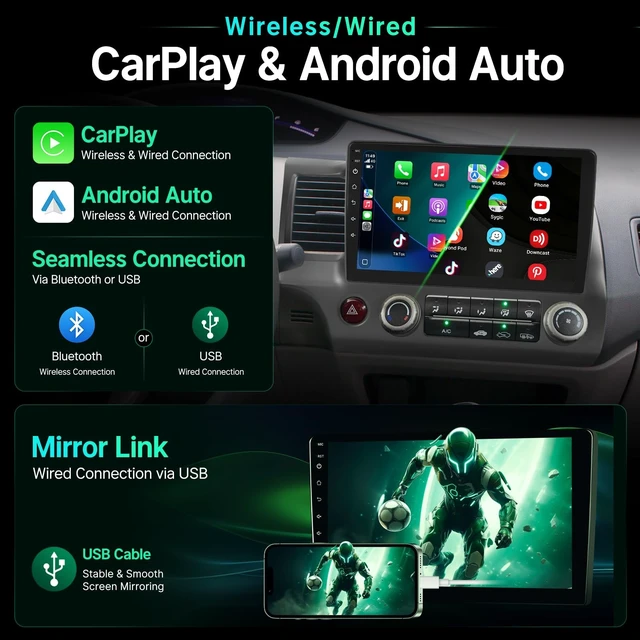 Alt view image 4 of 5 - Linux Car Radio for Honda Civic 2006-2011 Fast Boot Stereo Wireless Carplay