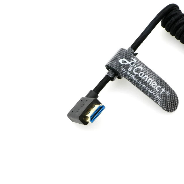 Alt view image 2 of 2 - AConnect 8K Coiled HDMI Cable, 8K@60Hz 4K@120Hz 48Gbps HDMI 2.1 Cable, Ultra High-Speed Braided Coiled Cable 12~18" for Atomos Ninja V^^Portkeys BM5 Monitor (Left Angle to Left Angle)