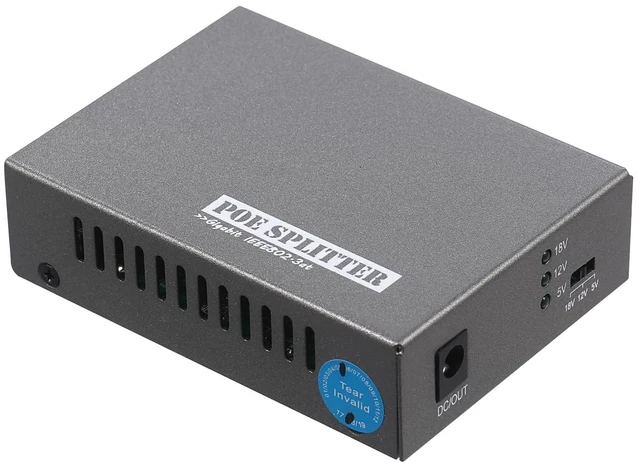 Main image of REVODATA 24W Gigabit PoE Splitter to DC 5V/12V/18V Power Output, IEEE802.3af/at Compliant, 10/100/1000Mbps Speed, for Non-PoE Device up to 100m, Plug and Play (PD6004G-B)