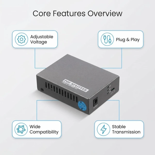 Alt view image 4 of 5 - REVODATA 24W Gigabit PoE Splitter to DC 5V/12V/18V Power Output, IEEE802.3af/at Compliant, 10/100/1000Mbps Speed, for Non-PoE Device up to 100m, Plug and Play (PD6004G-B)