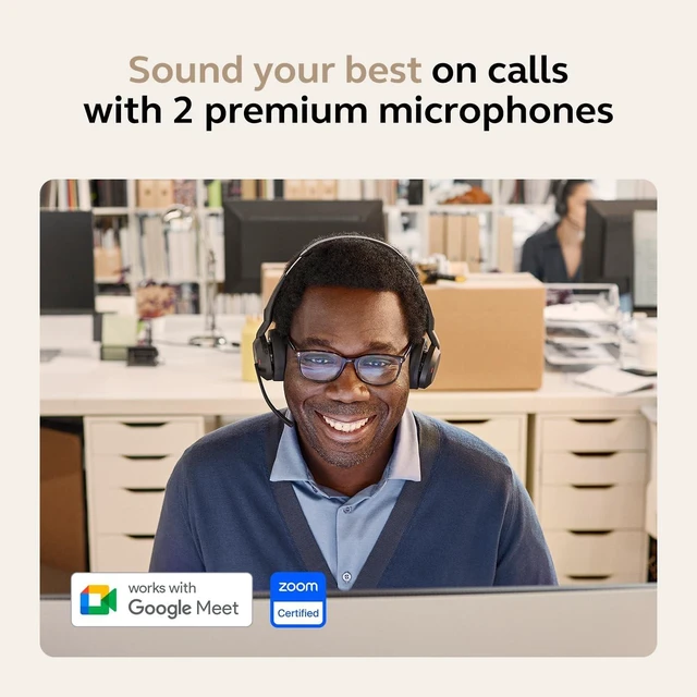 Alt view image 4 of 5 - Jabra Evolve2 55 Stereo Wireless Headset - Features AirComfort Technology, Noise-Cancelling Mics & Active Noise Cancellation - Works with UC Platforms Such as Zoom & Google Meet - Black