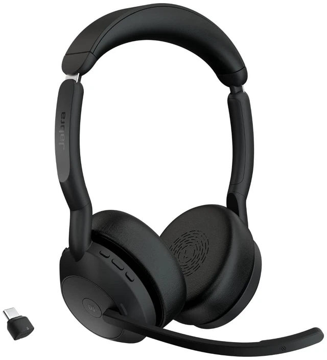 Main image of Jabra Evolve2 55 Stereo Wireless Headset - Features AirComfort Technology, Noise-Cancelling Mics & Active Noise Cancellation - Works with UC Platforms Such as Zoom & Google Meet - Black