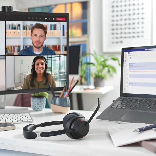 Alt view image 2 of 5 - Jabra Evolve2 55 Stereo Wireless Headset - Features AirComfort Technology, Noise-Cancelling Mics & Active Noise Cancellation - Works with UC Platforms Such as Zoom & Google Meet - Black