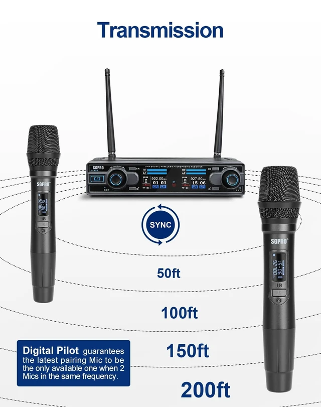 Alt view image 4 of 5 - SGPRO D-332HH Dual Handheld UHF Wireless Microphone System