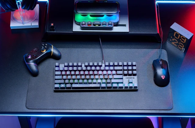 Alt view image 3 of 5 - Cherry MX 8.2 TKL Wireless XAGA, Tenkeyless Mechanical Gaming Keyboard, Bluetooth, 2.4 GHz & Wired Mode, Double-Shot PBT Keycaps, MX2A RED Switches, Black