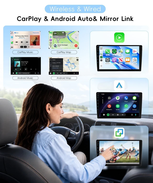 Alt view image 3 of 5 - Orderich Car Stereo for Toyota Tacoma 2005-2015 with Wireless CarPlay Android Auto Mirror Link, 9 Inch HD Radio Bluetooth FM RDS Radio DSP Sound Steering Wheel Control