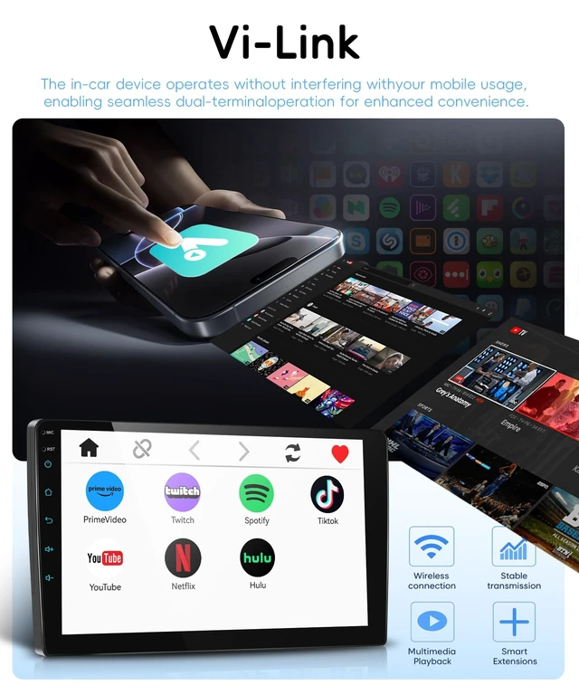 Alt view image 4 of 5 - Orderich Car Stereo for Toyota Tacoma 2005-2015 with Wireless CarPlay Android Auto Mirror Link, 9 Inch HD Radio Bluetooth FM RDS Radio DSP Sound Steering Wheel Control