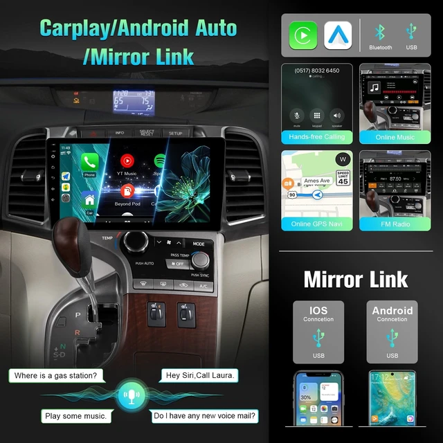 Alt view image 3 of 5 - 9inch Screen for Toyota Venza 2008-2016 Car Radio with Carplay Android Auto
