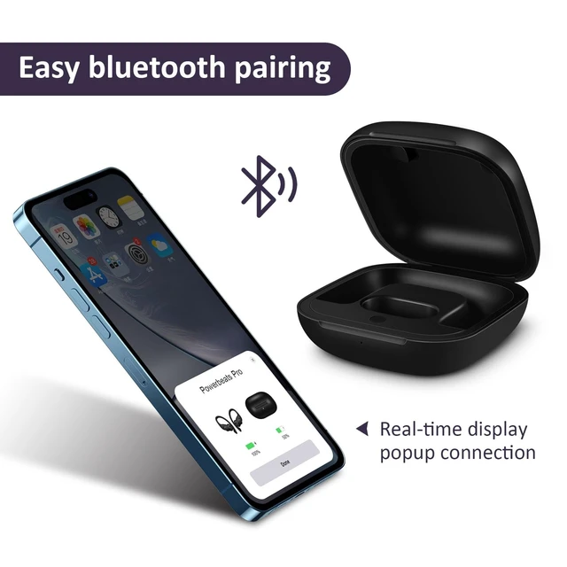 Alt view image 3 of 5 - Jinstyles Replacement Charging Case Compatible with Powerbeats Pro: Charger Case with Bluetooth Pairing Button, 700mAh Battery, Not Included Earbuds