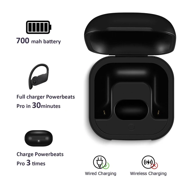 Alt view image 4 of 5 - Jinstyles Replacement Charging Case Compatible with Powerbeats Pro: Charger Case with Bluetooth Pairing Button, 700mAh Battery, Not Included Earbuds
