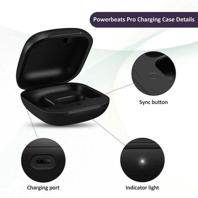 Alt view image 2 of 5 - Jinstyles Replacement Charging Case Compatible with Powerbeats Pro: Charger Case with Bluetooth Pairing Button, 700mAh Battery, Not Included Earbuds