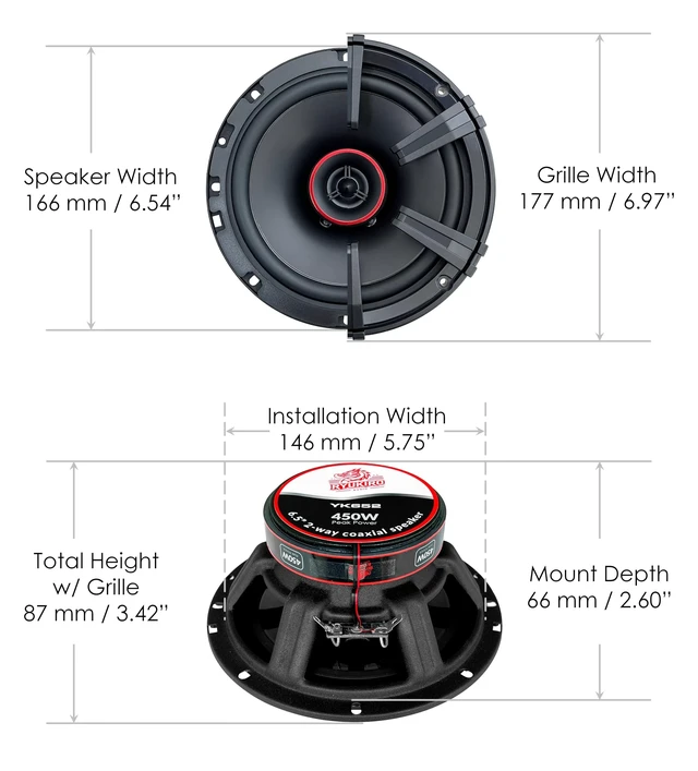Alt view image 3 of 4 - 450 Watt 6.5 Inch Full Range Audio High Output Coaxial Speaker (One Pair)