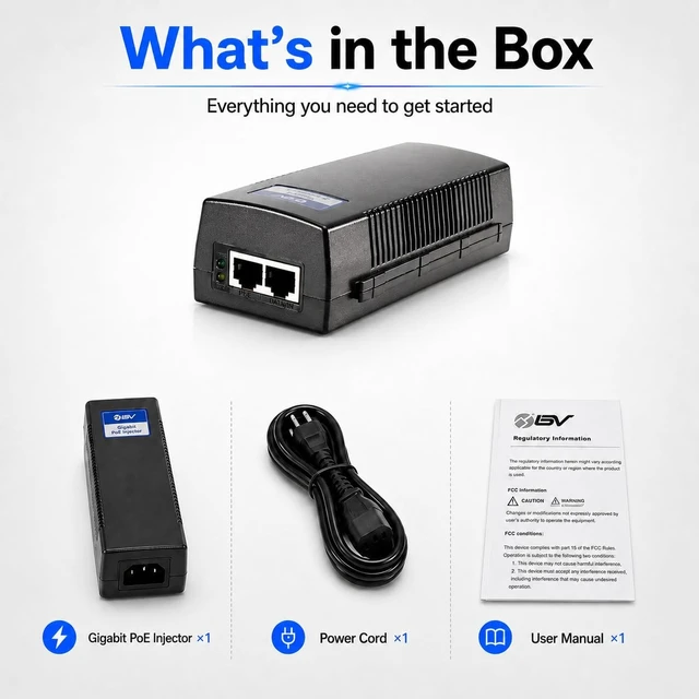 Alt view image 4 of 5 - BV-Tech 60W-10G Multi-Gigabit PoE++ Injector (328 Feet Range) Level VI Efficiency- IEEE 802.3bt Compliant Plug and Play Power Adapter for PTZ IP Cameras, CCTV, APs & Phones NDAA Compliant