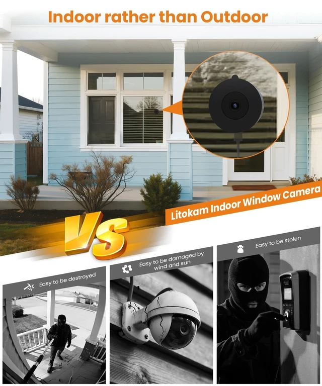 Alt view image 4 of 5 - litokam Window Camera 3MP 2K, 2.4GHz & 5GHz Indoor Cameras for Home Security with Al Color Night Vision, Person/Motion/Sound Detection & Real-Time Alerts, 24/7 Recording, 104 View Angle, Double