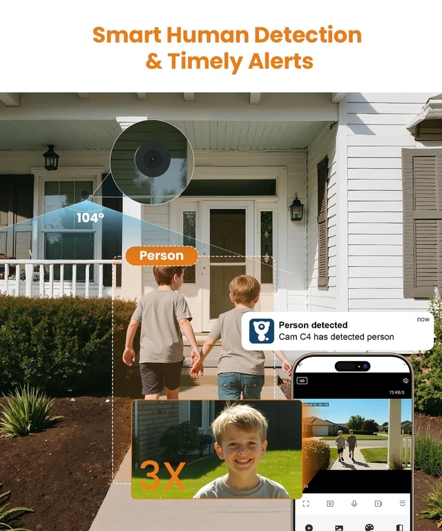 Alt view image 5 of 5 - litokam Window Camera 3MP 2K, 2.4GHz & 5GHz Indoor Cameras for Home Security with Al Color Night Vision, Person/Motion/Sound Detection & Real-Time Alerts, 24/7 Recording, 104 View Angle, Double