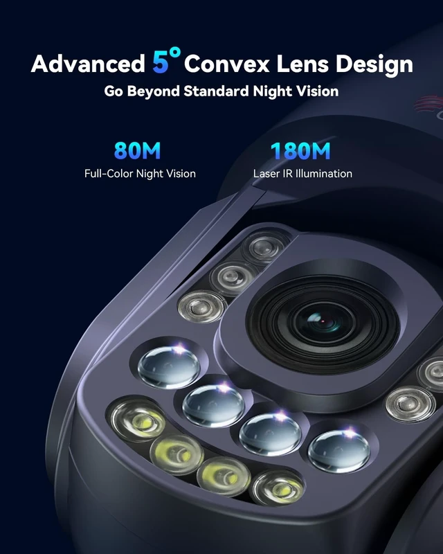 Alt view image 3 of 5 - Ctronics 4K Security Camera Outdoor with 30x Optical Zoom, 180m IR & 80m Color Night Vision, Dual-Band WiFi, AI Smart Detection, Auto Tracking with Zoom, 60 Presets, FTP/Cloud/256GB TF, Metal