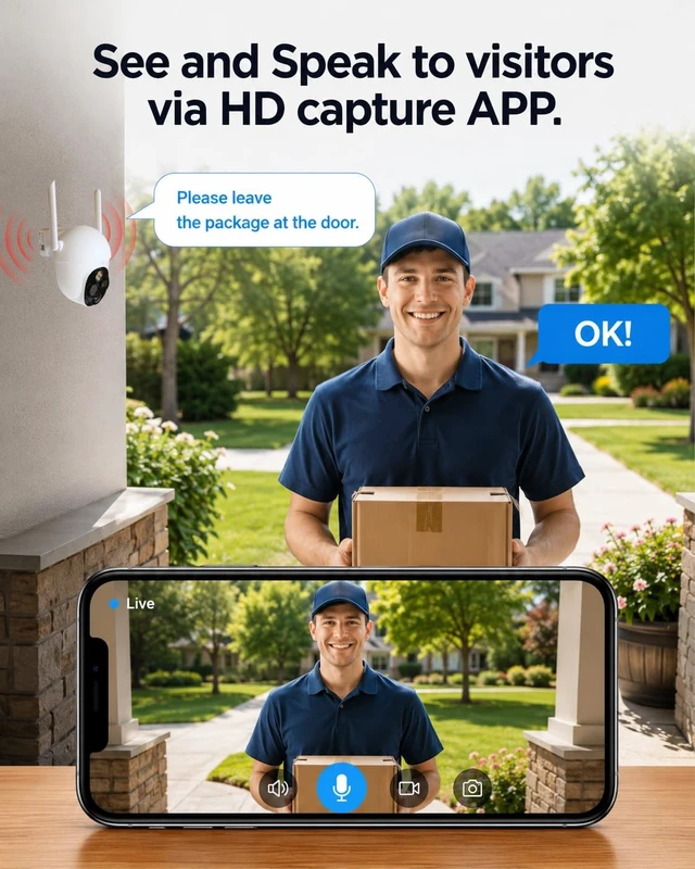 Alt view image 5 of 5 - Sebikam Dual Lens Solar Camera Wireless Outdoor 2 Pack, 360 Pan-Tilt