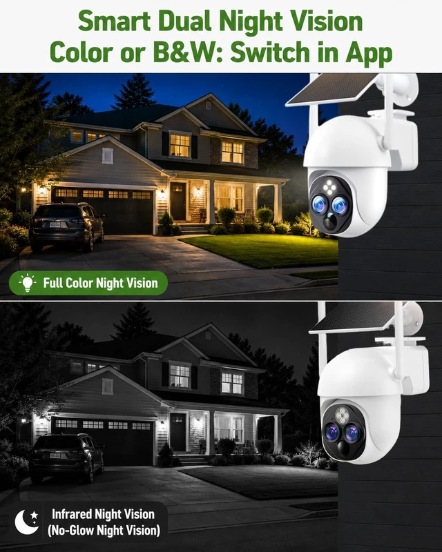 Alt view image 4 of 5 - Sebikam Dual Lens Solar Camera Wireless Outdoor 2 Pack, 360 Pan-Tilt