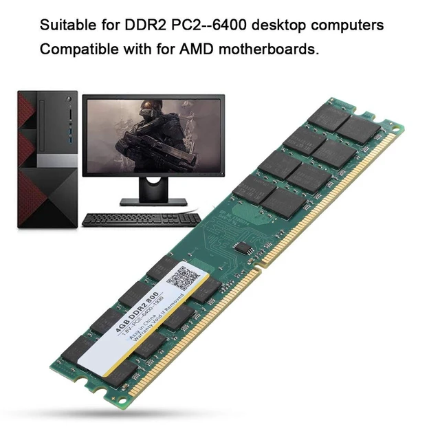 Alt view image 3 of 5 - SALALIS 240 Pin PC Memory DDR2, 4GB 800MHz DDR2 Memory Module DDR2 Module Fast Data Transfer Memory Module for PC2-6400 Desktop Computer