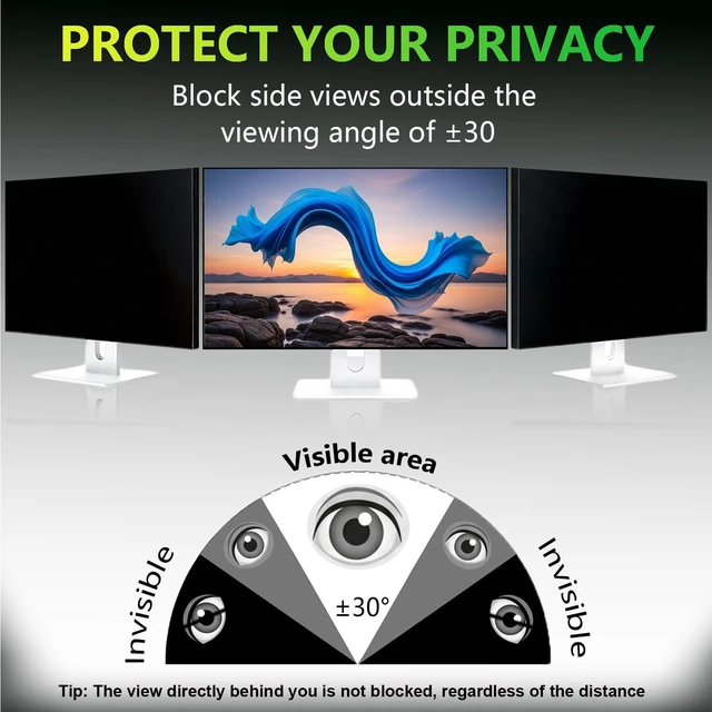 Alt view image 3 of 5 - 2 Pack Privacy Screen for 24 Inch 16:10 (51.9x32.5cm) computer Monitor