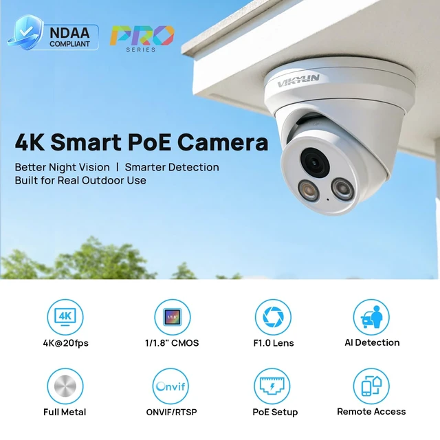 Alt view image 2 of 5 - 4K PoE Security Camera with F1.0 Lens & 1/1.8 CMOS Clear Night Vision C88