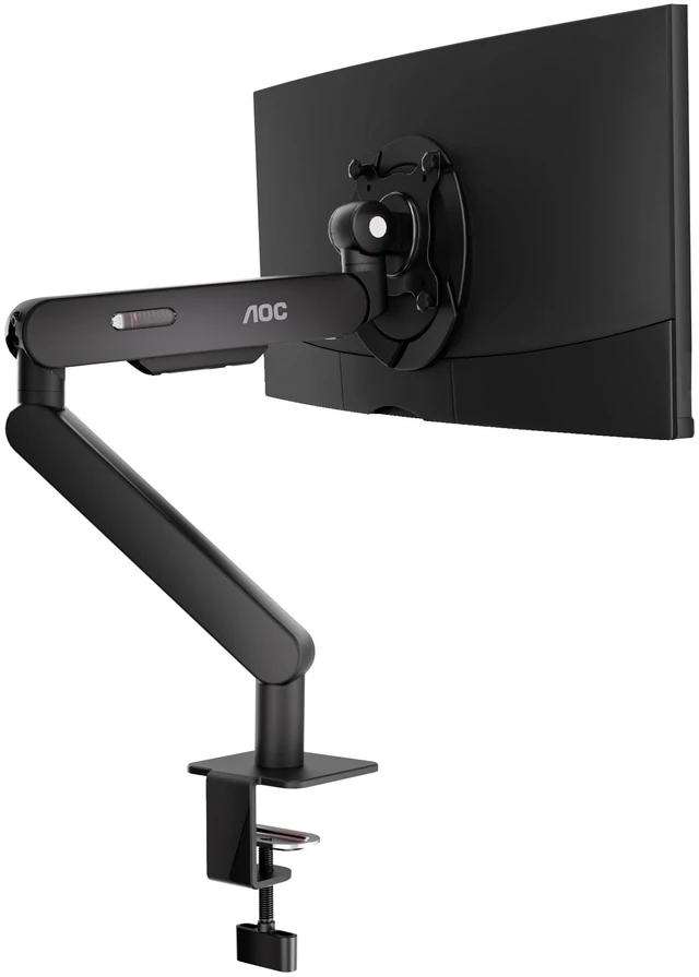 Main image of AOC AM400PLUS Premium Aluminum Single Monitor Arm, Mechanical Spring, 1734 Inch, 4.419.8 lbs, VESA 75x75/100x100, C-Clamp, Quick Install Desk Mount with Cable Management (Gray)
