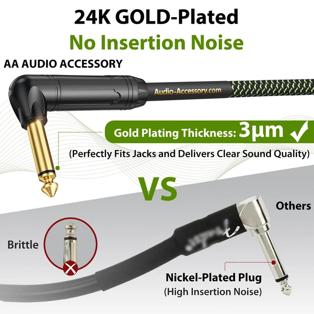 Alt view image 5 of 5 - AA AUDIO ACCESSORY Pro Series Guitar Cable 15ft,Muti-Shielded Noise-Free