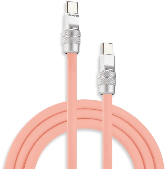 Main image of chubbycable USB C to C 240W Silicone Fast Charging Cable, Pink, 19.6FT