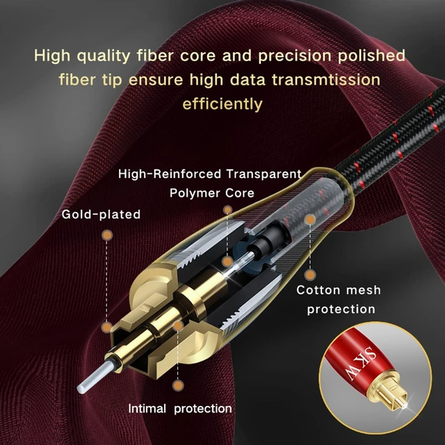 Alt view image 2 of 5 - SKW Entry Level HC Series Digital Optical Audio Toslink to Toslink Cable 16.4ft/5M