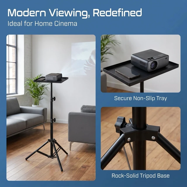 Alt view image 3 of 5 - jojofuny Projector Stand Tripod Adjustable Height with Anti-Slip Tray Portable Stand for Projectors and Laptops Tabletop or Floor Use for Home Office Bedside and Stage