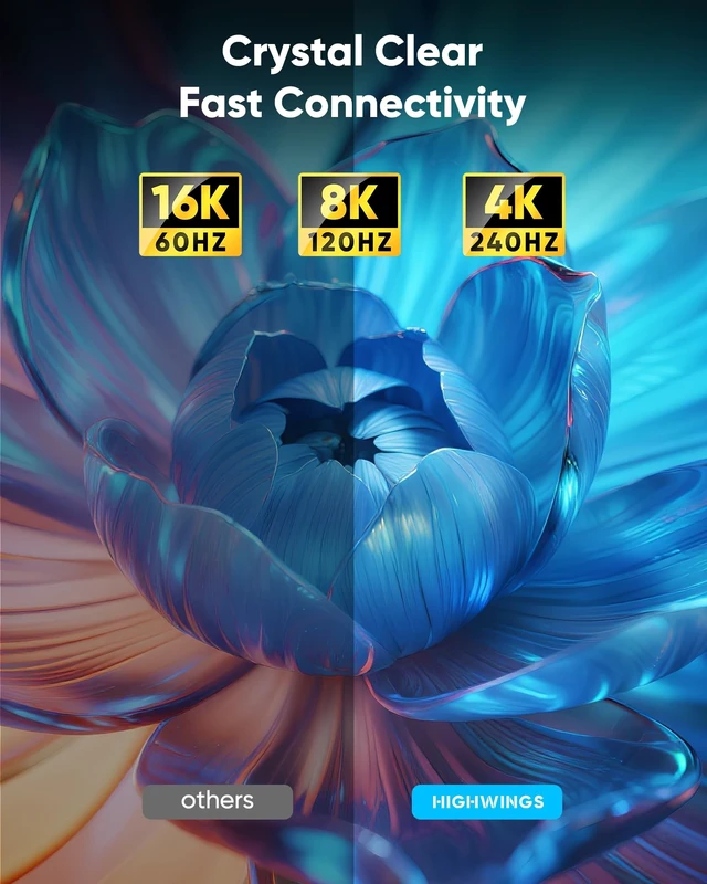 Alt view image 2 of 5 - Highwings 75 FT 16K 10K 8K Fiber Optic HDMI Cable with 8K@120Hz 144Hz