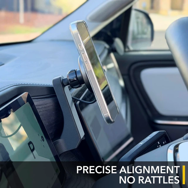 Alt view image 2 of 5 - TWRAPS Dashboard Phone Holder for Rivian R1S & R1T, iPhone and Other Phone Cases, No Glue or Screws Secure Anchor Behind Screen on Dash, Accessory for Rivian 2021-2026 (Magnetic Mount)