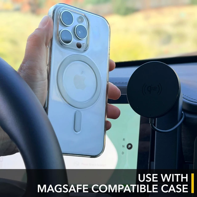 Alt view image 3 of 5 - TWRAPS Dashboard Phone Holder for Rivian R1S & R1T, iPhone and Other Phone Cases, No Glue or Screws Secure Anchor Behind Screen on Dash, Accessory for Rivian 2021-2026 (Magnetic Mount)