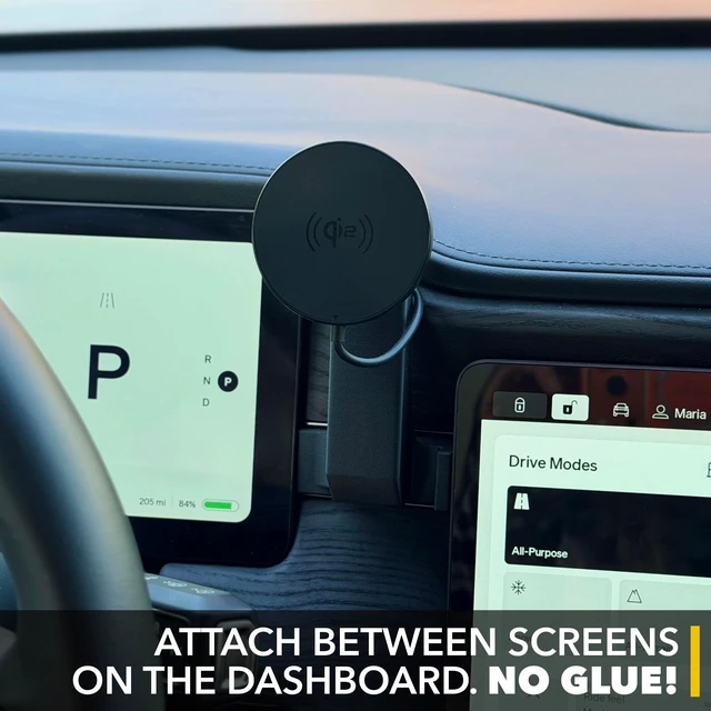 Alt view image 4 of 5 - TWRAPS Dashboard Phone Holder for Rivian R1S & R1T, iPhone and Other Phone Cases, No Glue or Screws Secure Anchor Behind Screen on Dash, Accessory for Rivian 2021-2026 (Magnetic Mount)