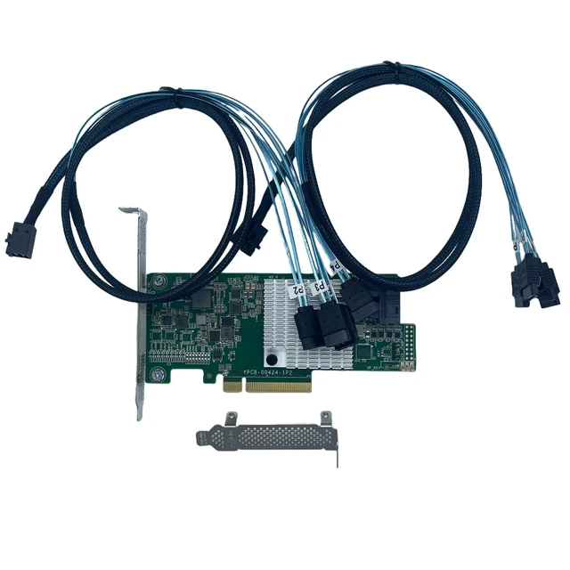 Alt view image 2 of 5 - YiBaoTong SAS 9300-8i LSI SAS3008 8-Port 12Gb PCIe X8+2*SFF-8643 SATA Cable