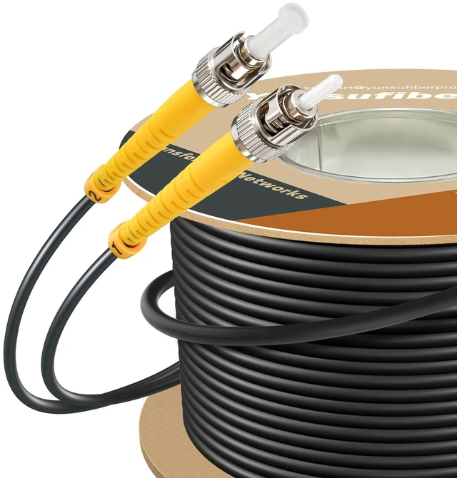 Main image of Yunsufiberpro 300m / 980ft OFNR 5.0mm Diameter OS2 Single Mode Fiber Cable ST to ST, Riser Rated ST/ST Fiber Optic Patch Cord, Duplex 9/125 SMF Optical Jumper, Black